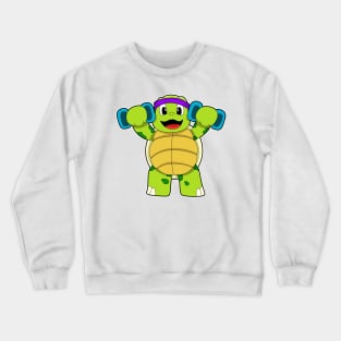 Turtle at Strength training with Dumbbells Crewneck Sweatshirt